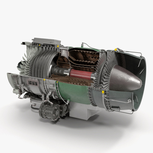 Cutaway Turbofan Jet Engine 3D