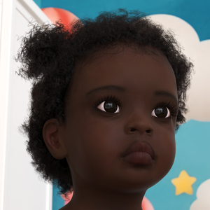 3D Dark Skin Toddler Girl Head Fur