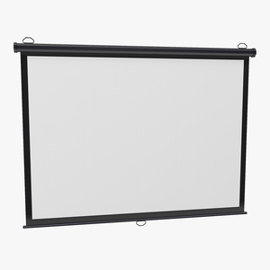 Pull Down Projection Screen Wall Ceiling Mounted Black 3D model