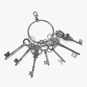 3D Skeleton Keys Bunch Silver