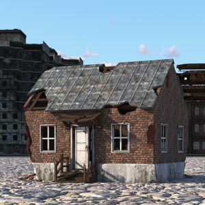 Destroyed Building Country House 3D