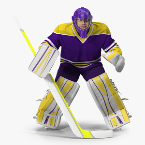 Hockey Goalkeeper Fully Equipped Attention Pose 3D