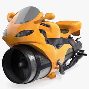 3D Futuristic Concept Motorcycle Yellow Rigged model