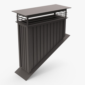 3D Rectangular Metal Chimney Black Corner Base model