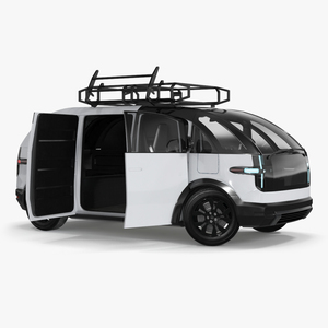 Minibus Electric White Rigged 3D model