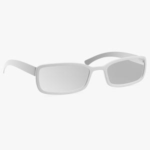 3D White Optical Square Glasses model