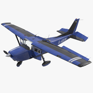 Cessna 172 Blue Rigged 3D