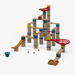 Wooden Marble Run Construction Set 3D model