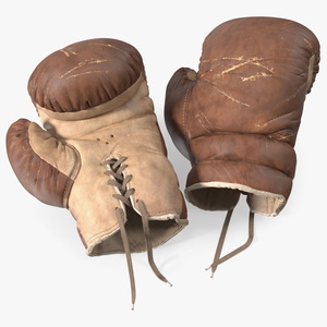Vintage Leather Boxing Gloves 3D model