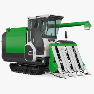 Rice Combine Harvester Rigged 3D model