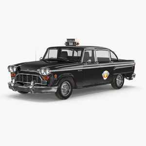 3D model Classic Checker Taxi Cab Simple Interior