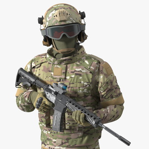 Equipped Military Soldier in Green Camo Walking 3D