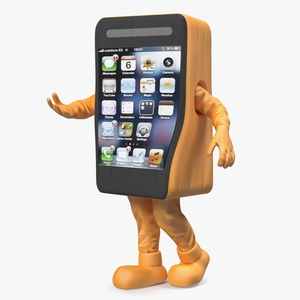 3D Orange IPhone Mascot Walking model