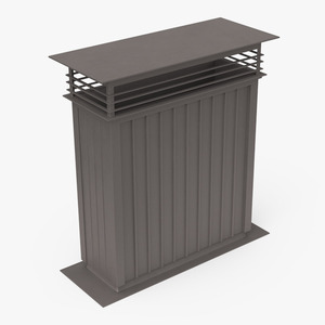 3D Metal Chimney Rectangular Black