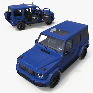 Modern Luxury SUV Blue Rigged 3D model