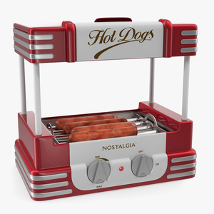 3D model Retro Hot Dog Roller Grill with Sausages