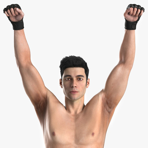 3D model UFC MMA Fighter in Victory Pose Fur