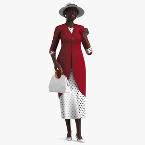 Afro American Grandma Party Dress Standing 3D