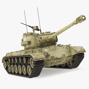 3D Medium Tank Pershing M26 with Dirt Rigged