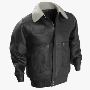 3D model Leather Black Jacket