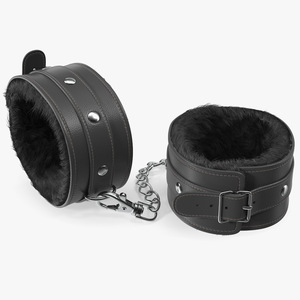 3D Leather Wrist Cuffs with Fur model