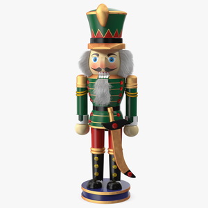 Wooden Nutcracker Green Fur 3D