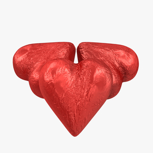 3D Chocolate Candy Heart in Red Foil model