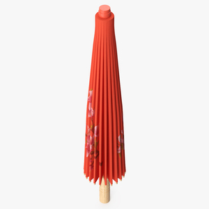 Chinese Umbrella Closed Red 3D