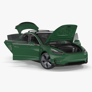 3D Tesla Model 3 with Wheel and Roof Accessories Rigged for Cinema 4D