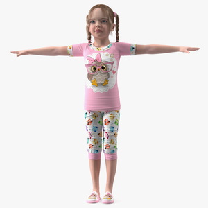 Baby Girl Pajamas T-Pose 3D model