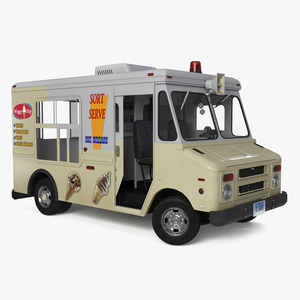 Vintage Ice Cream Truck Rigged for Cinema 4D 3D model