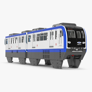 3D Chongqing Monorail Train Head and Passenger Cars model