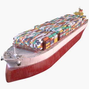 3D Cargo Ship Loaded with Containers model