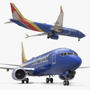 3D Southwest Airlines Boeing 737 Max 8 Rigged for Maya