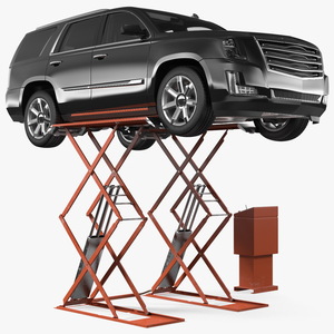 3D Automotive Scissor Lift and Generic SUV 2 Rigged model