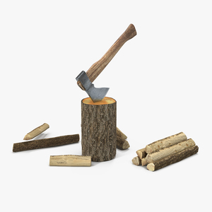 3D Hatchet Split Wood model