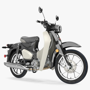3D Vintage Scooter Black Rigged model