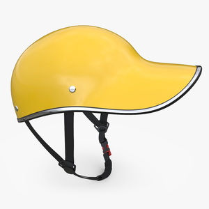 3D Yellow Plastic Protective Moped Helmet model