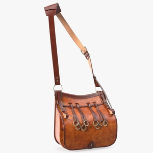 Brown Leather Hunting Shoulder Bag 3D model