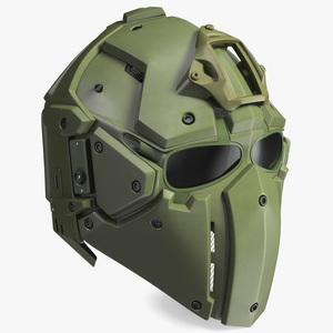 Full Face Bicycle Tactical Helmet Green 3D model