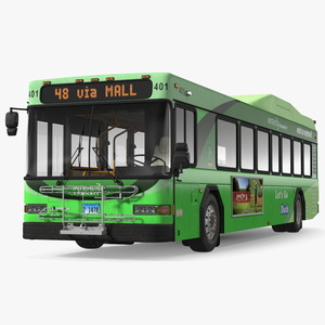 Gillig Low Floor Hybrid Bus Intercity Green Simple Interior 3D model