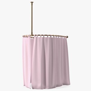 Closed Fitting Room Curtain Pink 3D