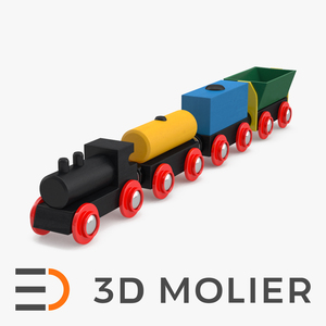 3D model Toy Wooden Train Set