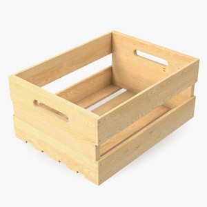 Small Low Beige Wooden Fruit Box 3D