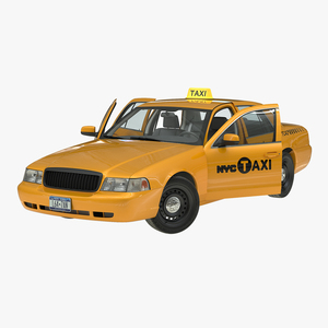 3D Generic Yellow Taxi Rigged