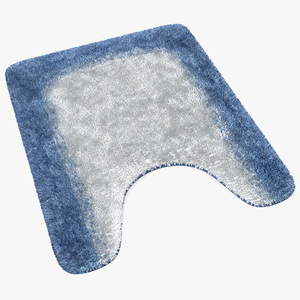 Blue Bathroom Contour Rug Fur 3D model