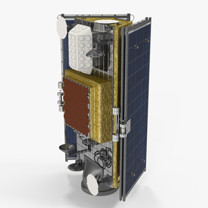 Satellite with Collapsed Solar Panels 3D