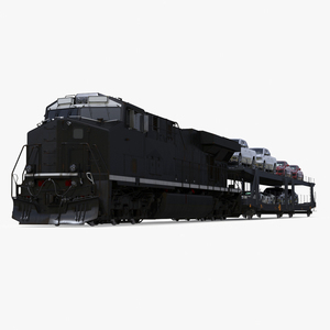 3D Locomotive with Car Transporter Loaded model