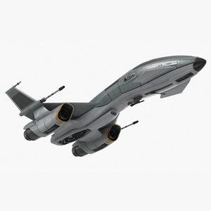 3D Futuristic Fighter Spaceship in Flight model