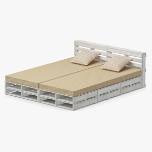 Pallet Outdoor Bed White 3D model